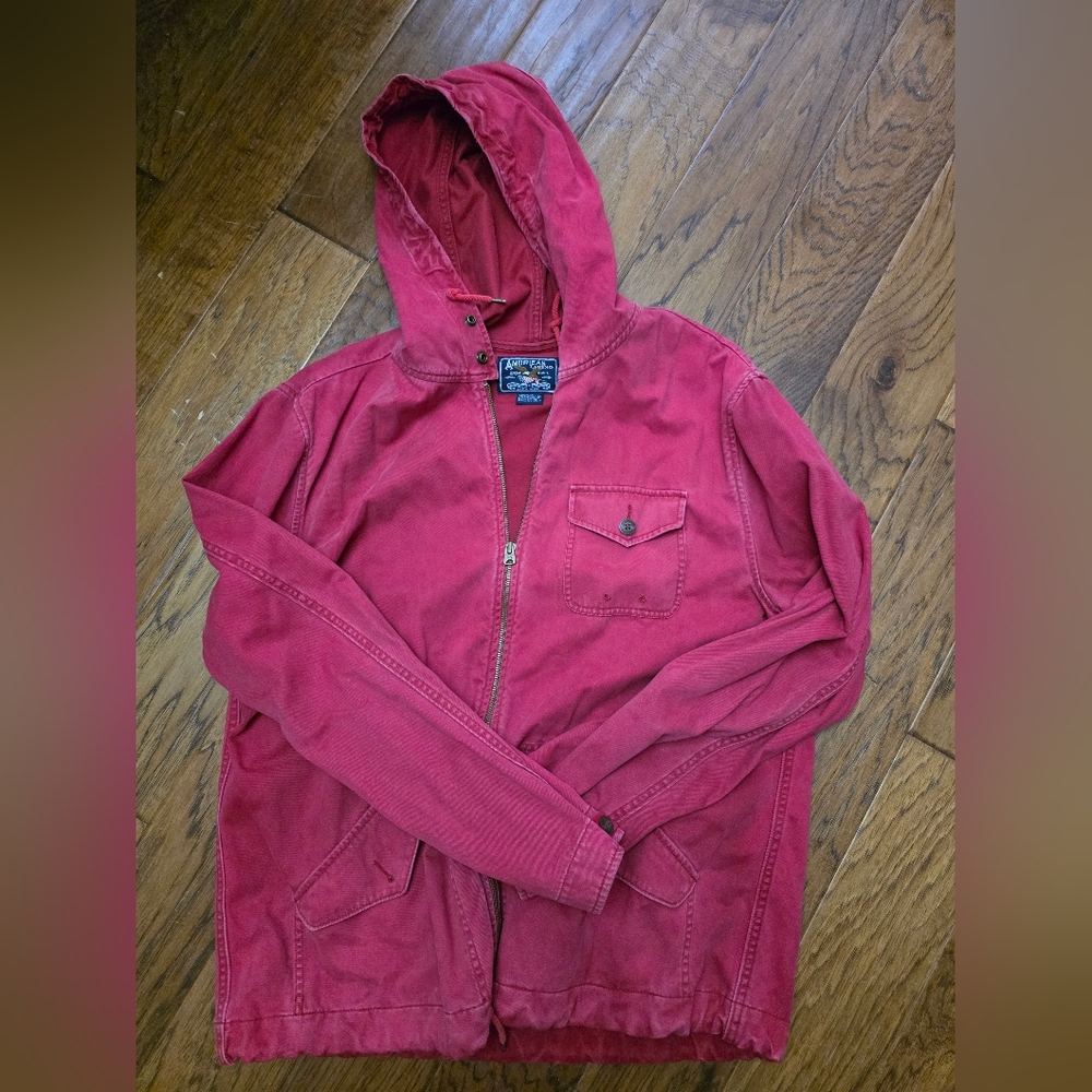 American Living Red Hooded Jacket sz L